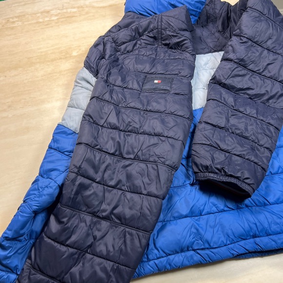 Tommy Hilfiger Color Block Puffer Jacket Mens XL Full Zip Lightweight - Picture 6 of 16